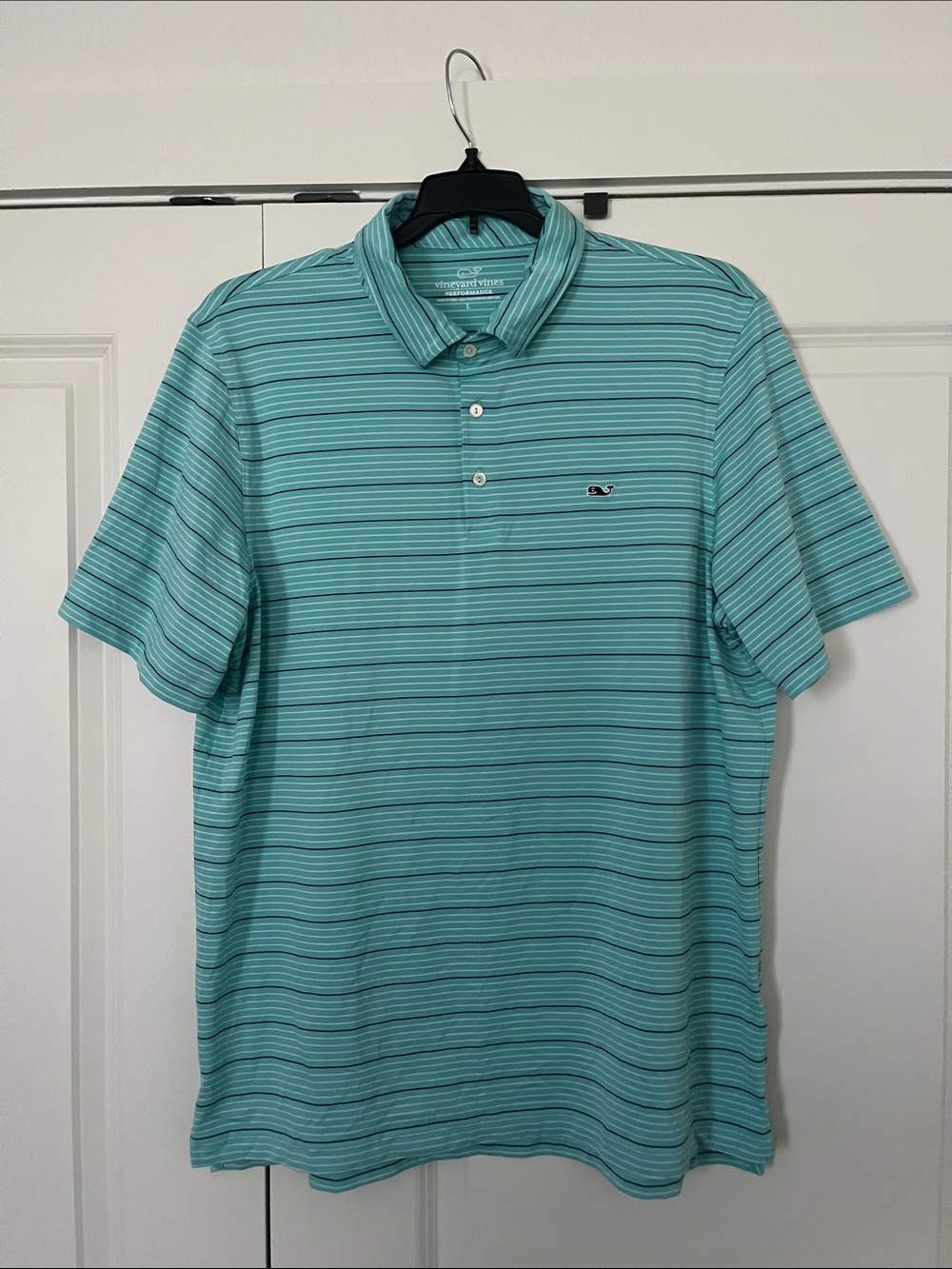 Vineyard Vines Men's Aqua Striped Performance Polo
